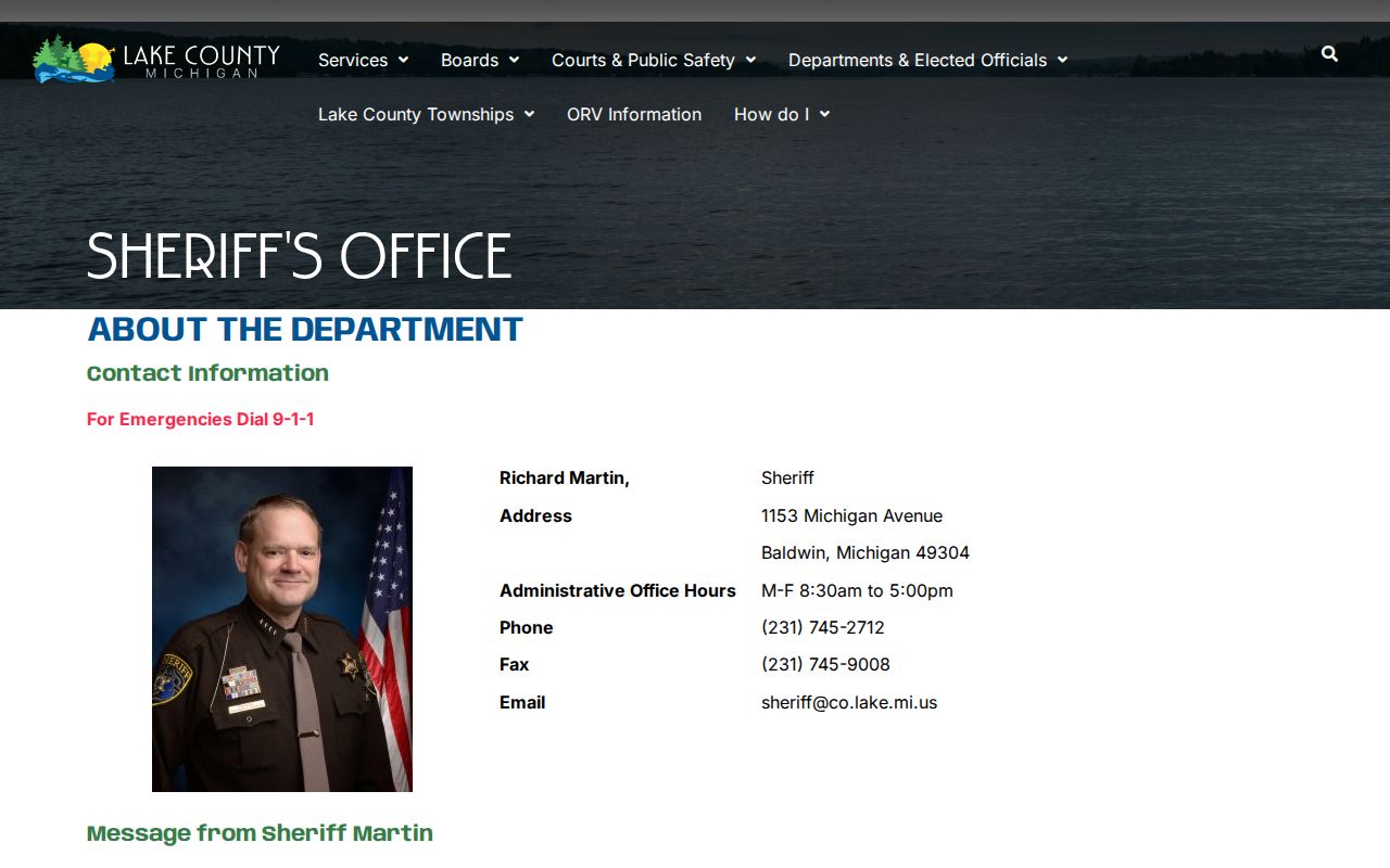 Lake County Sheriff's Office official arrest inquiry routing page